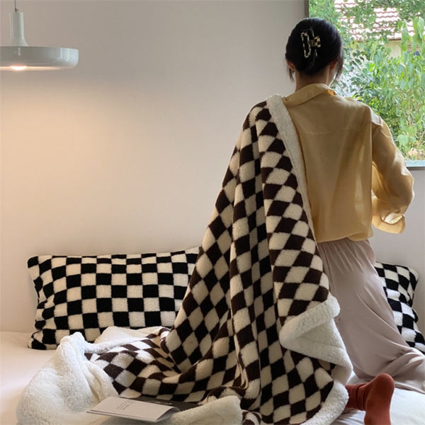 Checker Print Fleece Blanket