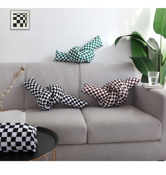 checkerboard knot throw pillow decorative cushion checker living room decoration