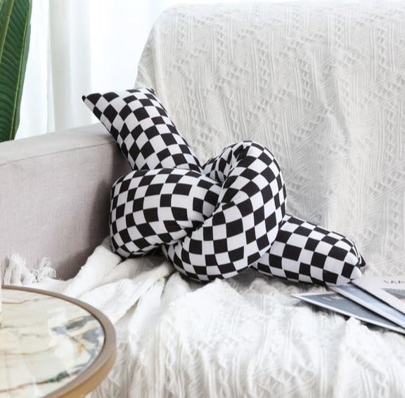 checkerboard knot throw pillow decorative cushion checker living room decoration