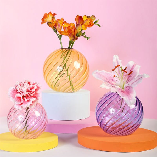striped candy color coloured glass vase candle holder nordic