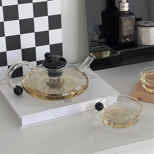 glass teapot and cup set modern kitchen and dining tea and coffee drinkware sets