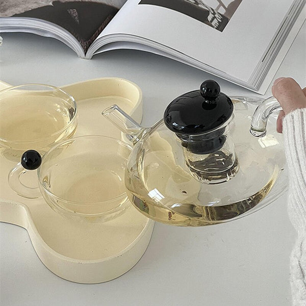 glass teapot and cup set modern kitchen and dining tea and coffee drinkware sets