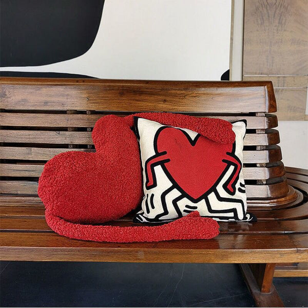3d hugging heart red throw pillow decorative cushion sofa bed living room decor