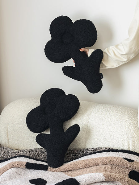 black flower 3d cushion throw pillow sofa styling decor soft homewares