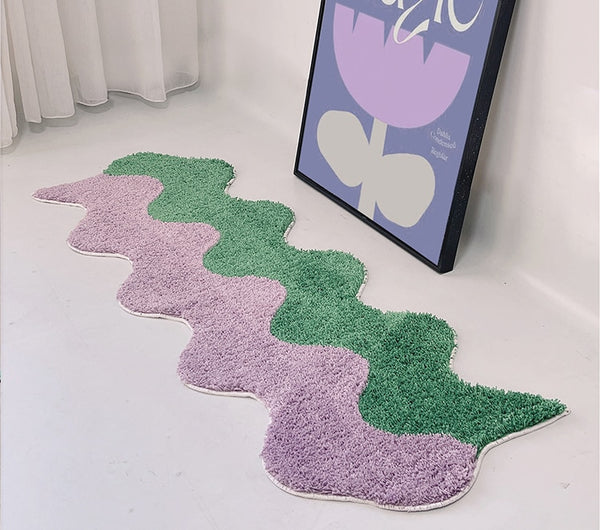 pastel colour wavy area rug bedroom rug decor fluffy soft