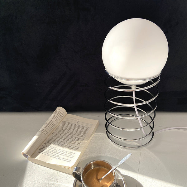 bauhaus spiral base table lamp glass ball round bulb