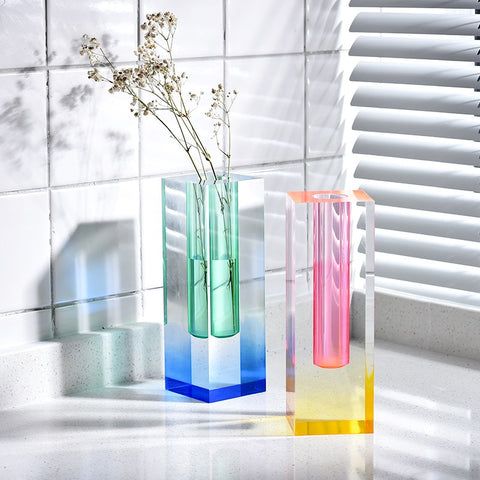 acrylic rainbow crystal vases home decor accessories