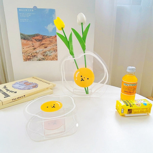 kawaii flower rainbow cactus shaped vase pencil holder case organizer
