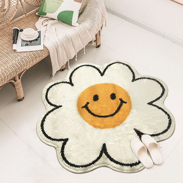emoji smiling daisy bathroom rug bathmat bath mat