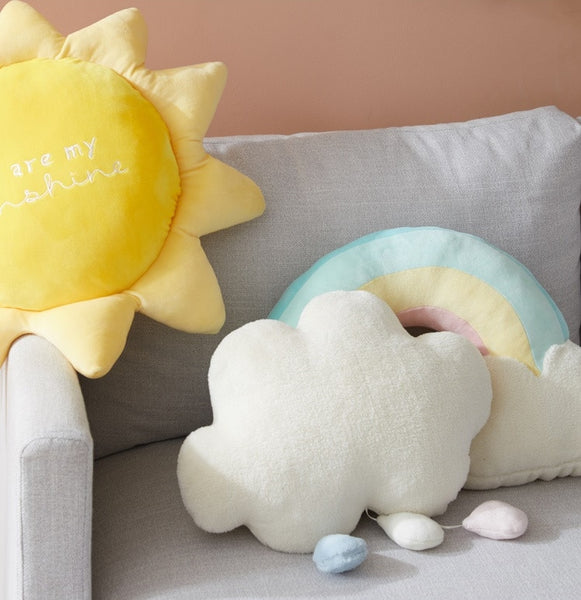 sun cloud rainbow plush cushion for nursery decor
