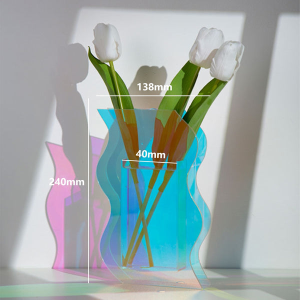 acrylic iridescent mountain nordic vase rainbow changing colors