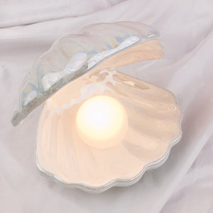 ceramic pearl shell night lamp mermaid